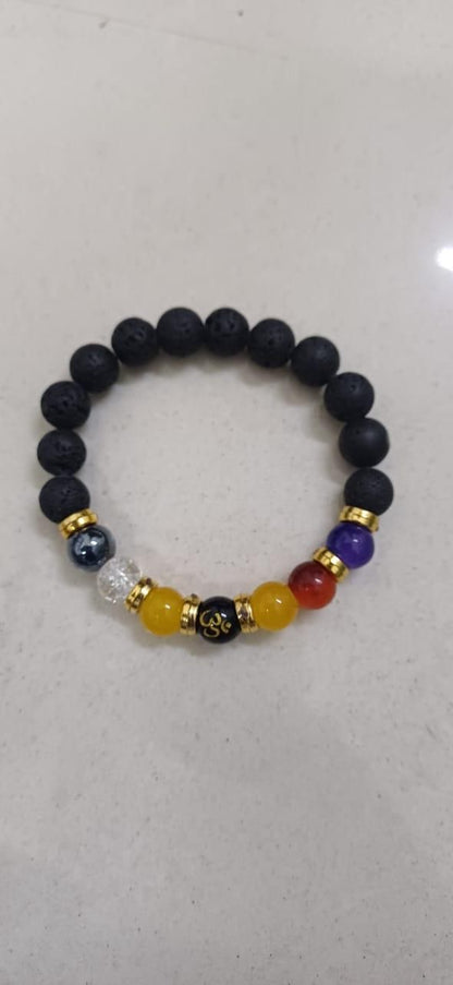 Natural Beads Om Bracelet